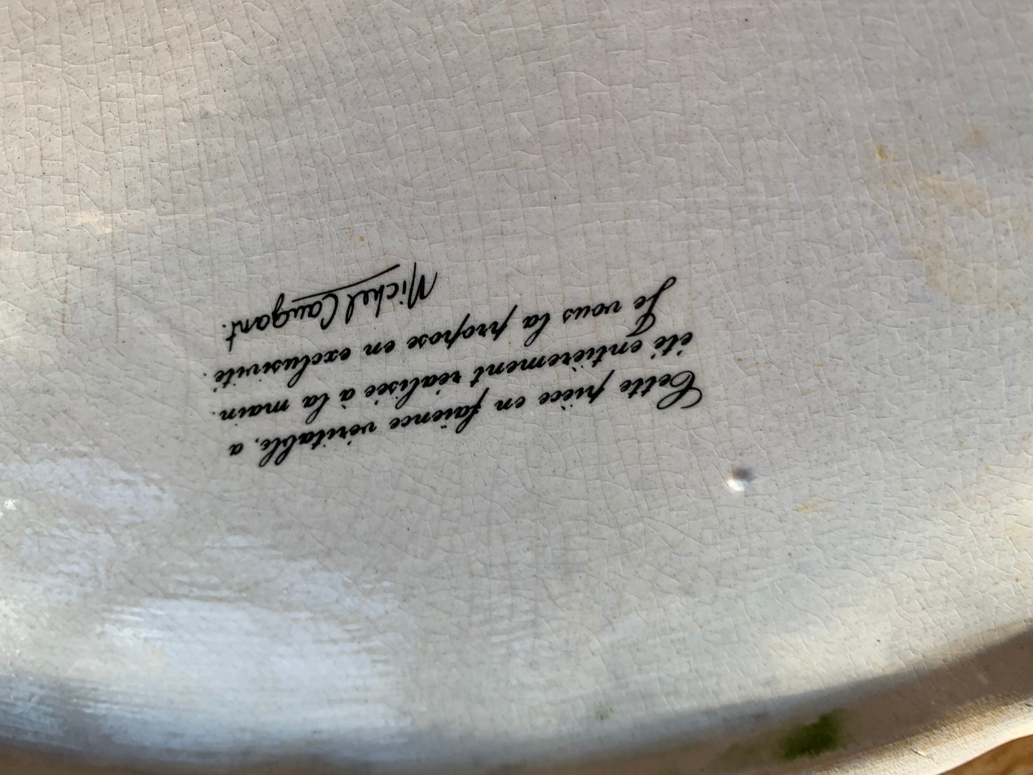 Terrine ceramic doe glazed vintage slurry Michel caugant
