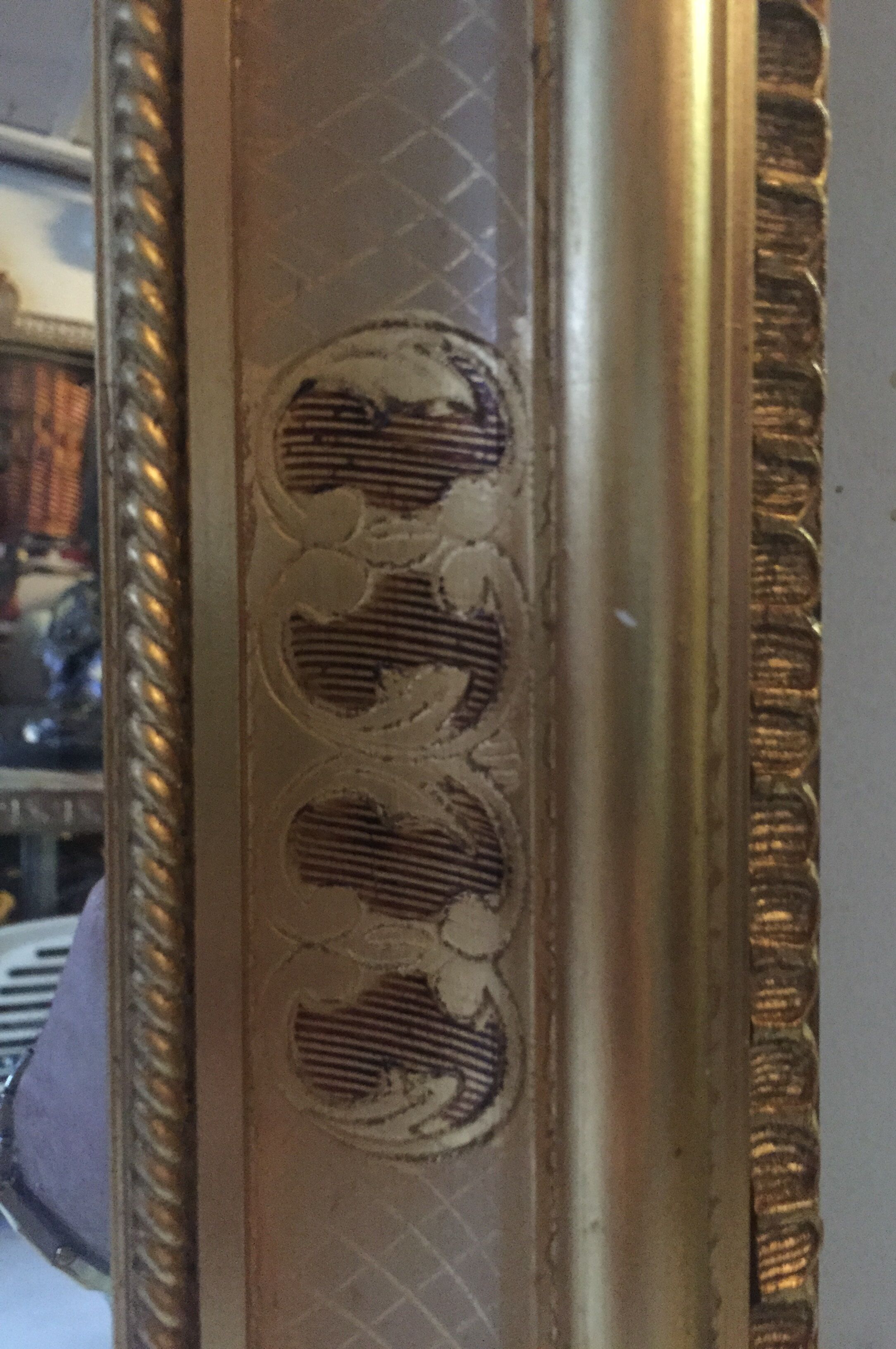 Octagonal mirror wooden gold 88 x 68 cm