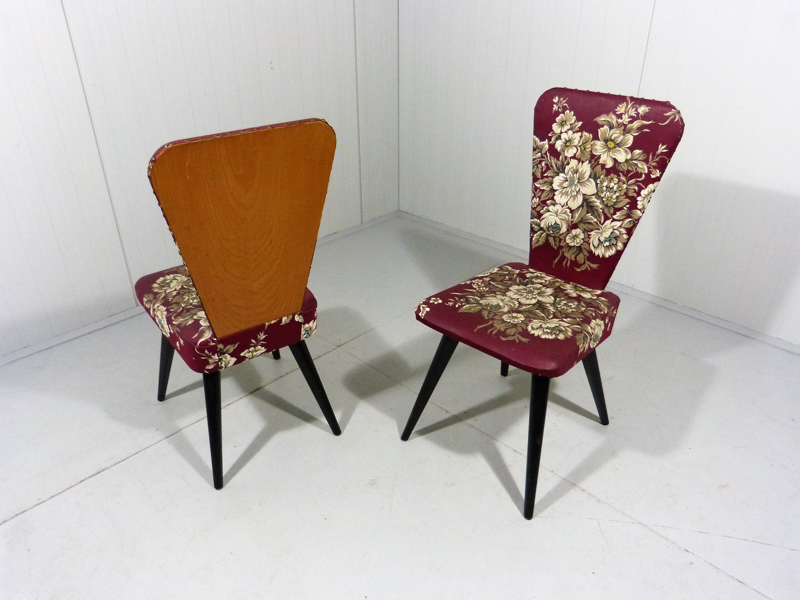 Set of 2 flower side chairs 1950’s