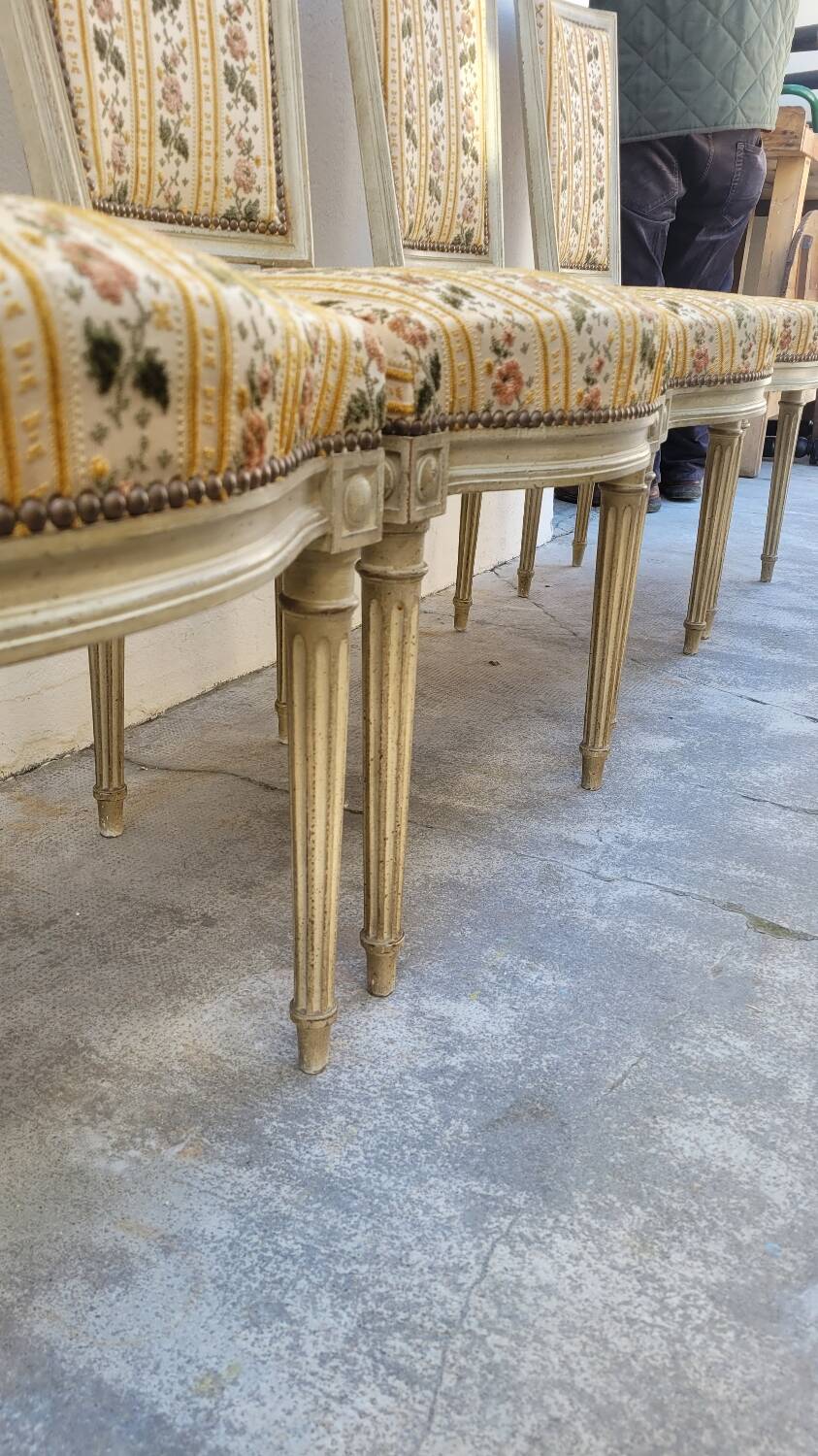 Series of 4 old Louis XVI style chairs