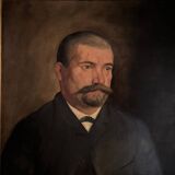 Oil on canvas portrait 19th century 1888 man with mustache by J. Abrol