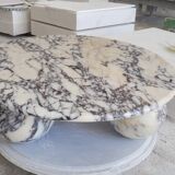 Round Coffee Table with Ball Sphere Legs Base in Violet Viola Veined Marble