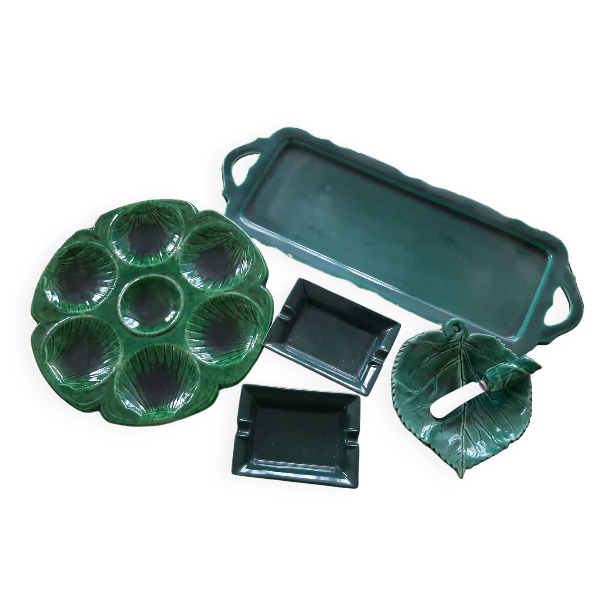 Ceramart Valauris flat lot and various green ceramics