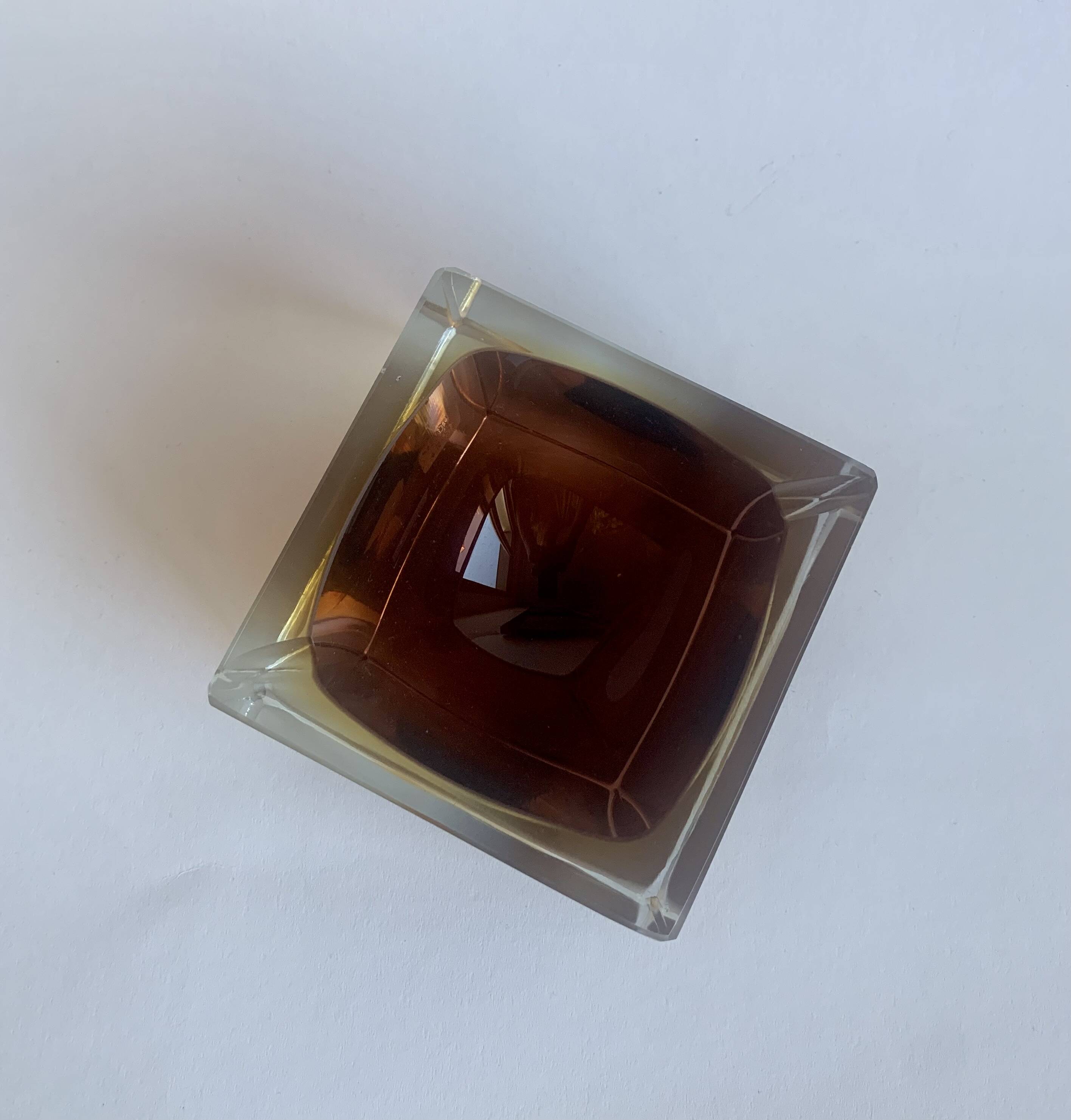 Sommerso Murano Glass Ashtray by Flavio Poli