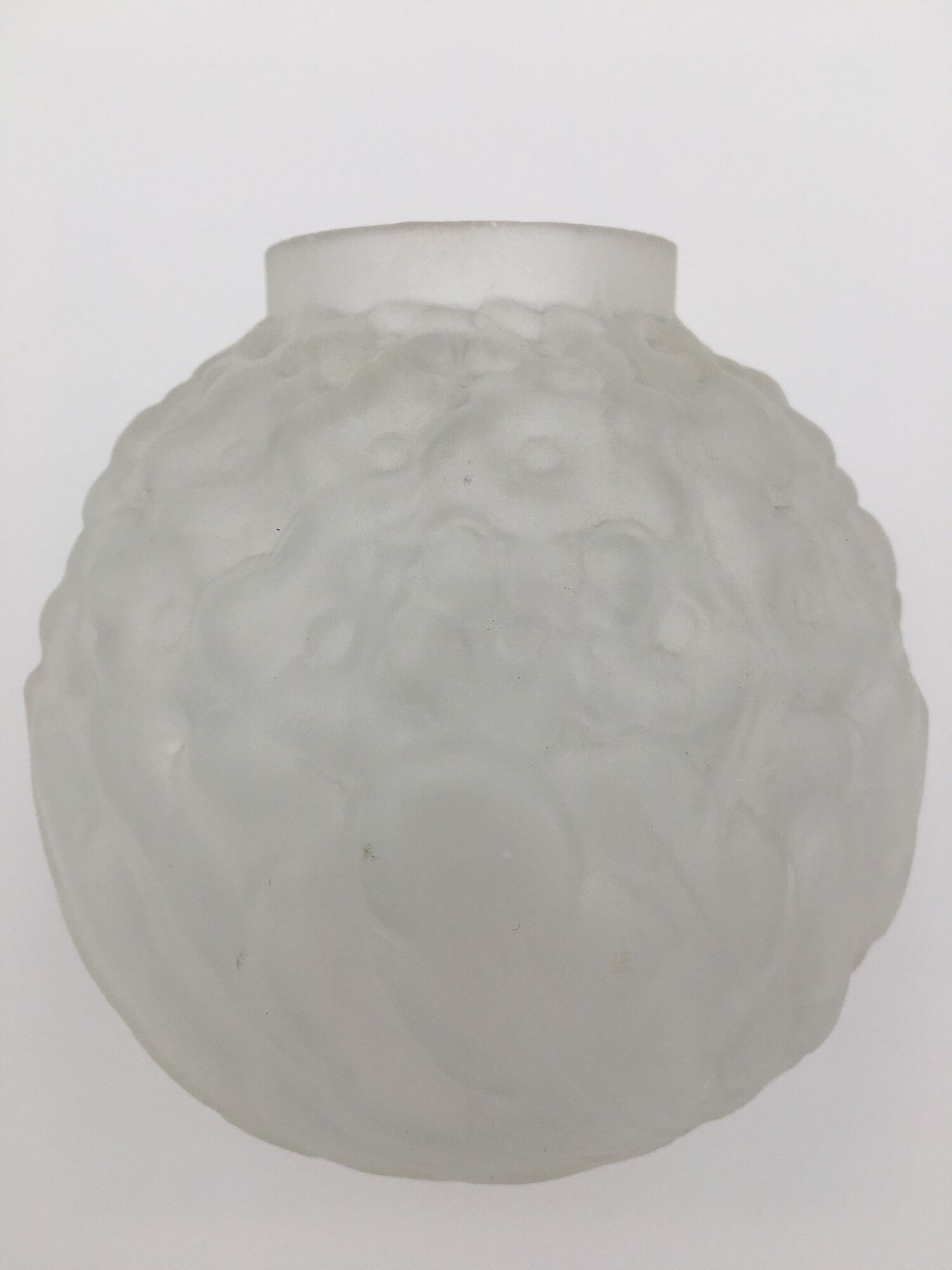 art deco ball vase in moulded pressed glass, satin - 1930s