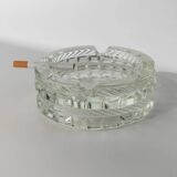 Vintage Murano Glass Ashtray, Pale Green Seafoam Clear Glass, 1950s Italian Mid-Century Glass Décor