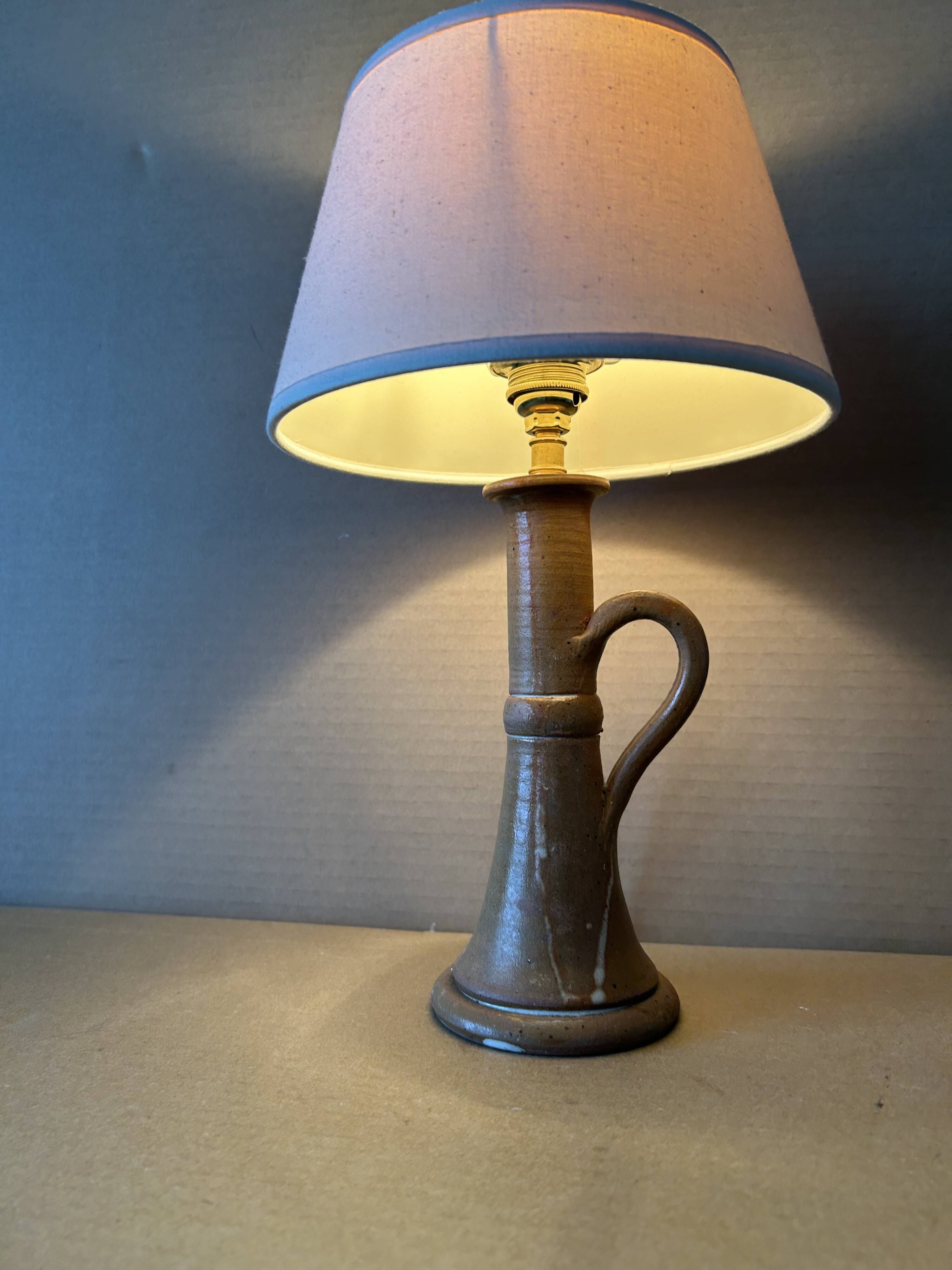 Petite lampe à poser, lampe de chevet vintage En grès émaillé, bon état, au