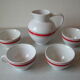 Breton cider service pitcher 4 bowls bowled cider signed Ty Breizh deco Brittany