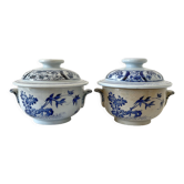 2 pots à crème en faïence fine service Japon, Creil et Montereau XIXeme siècle