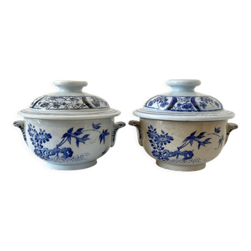 Two fine earthenware cream pots, Japanese service, Creil and Montereau, 19th century
