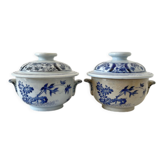 2 cream jars in fine earthenware service Japan, Creil and Montereau nineteenth century