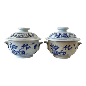 2 pots à crème en faïence fine service Japon, Creil et Montereau XIXeme siècle