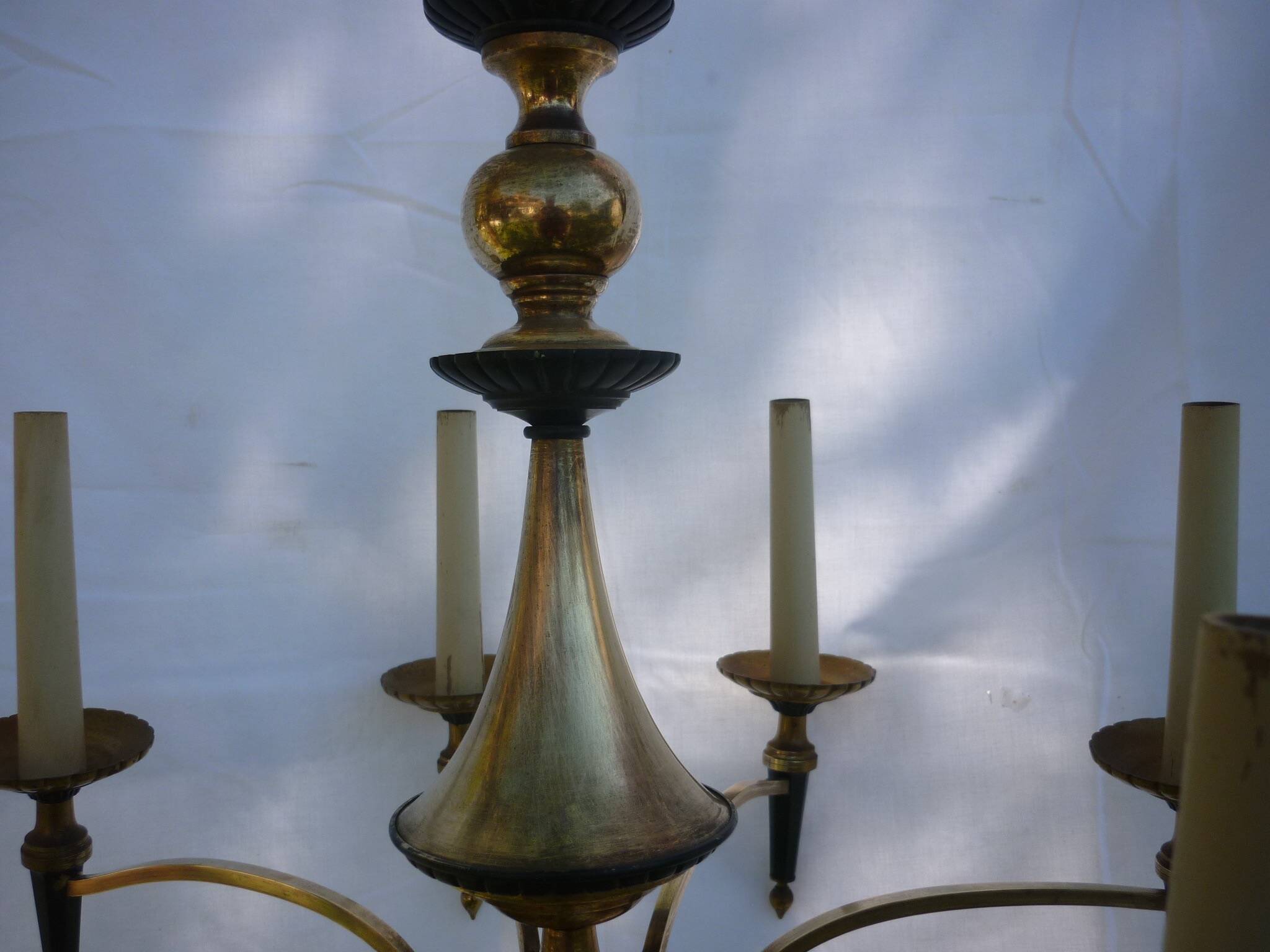 Empire chandelier in bronze and gilded brass