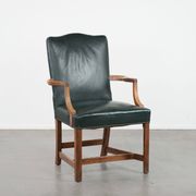 Old English cowhide and wooden Gainsborough side/desk chair