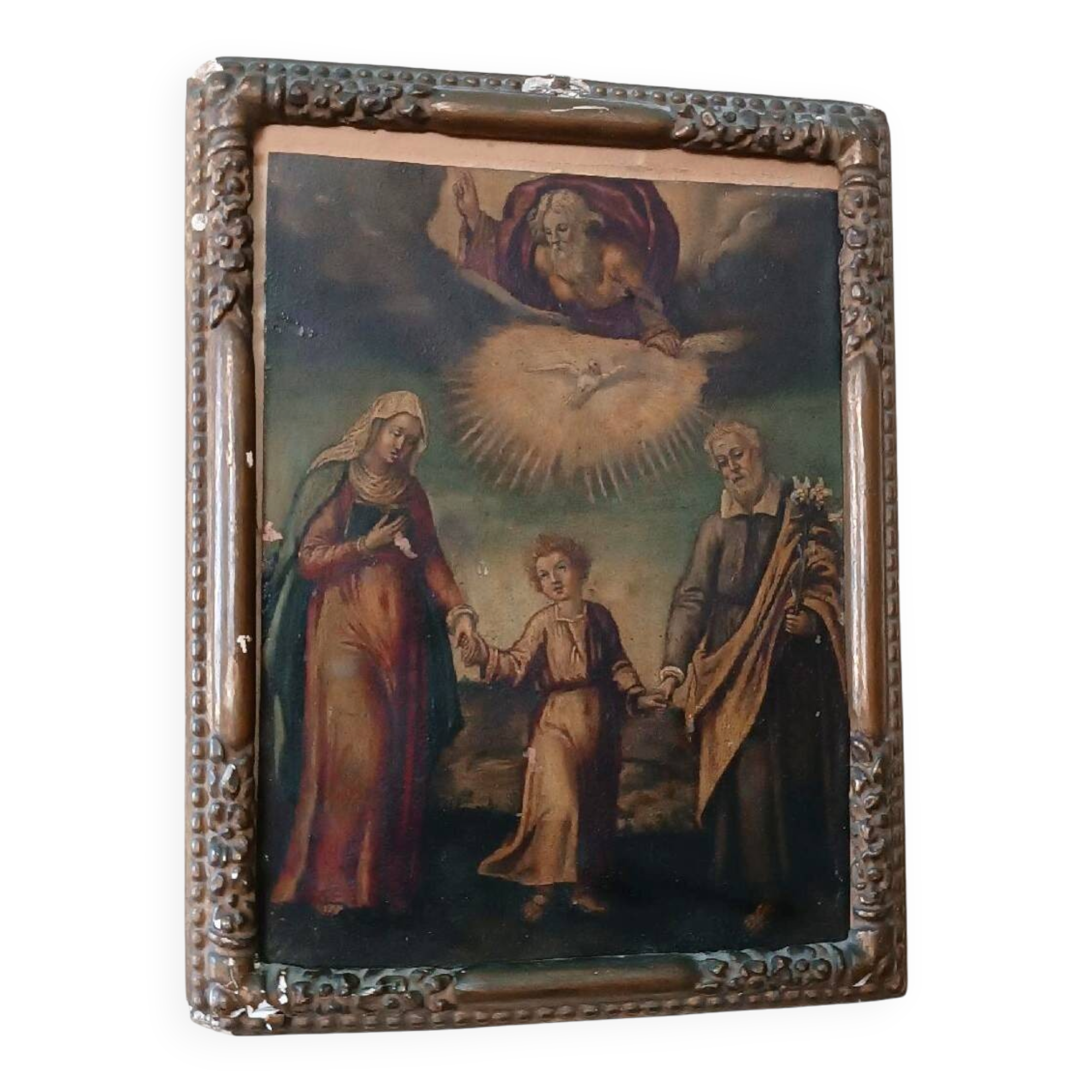 Peinture ancienne sur cuivre - Sainte Famille - XVIIIe siècle