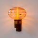 Pair of vintage wall lights, brass and amber glass, France, 1970.