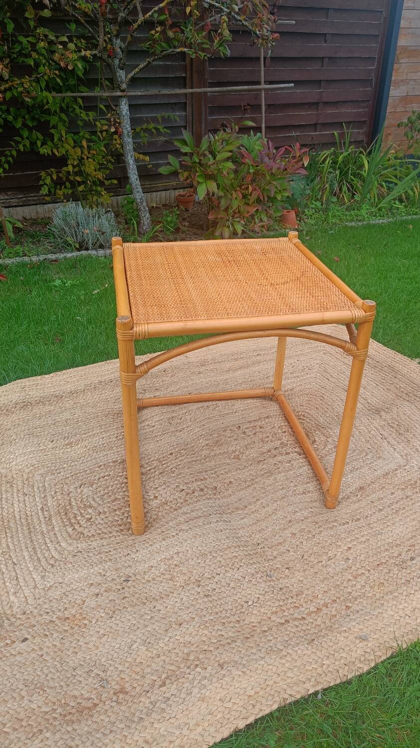 Vintage rattan and wicker coffee table