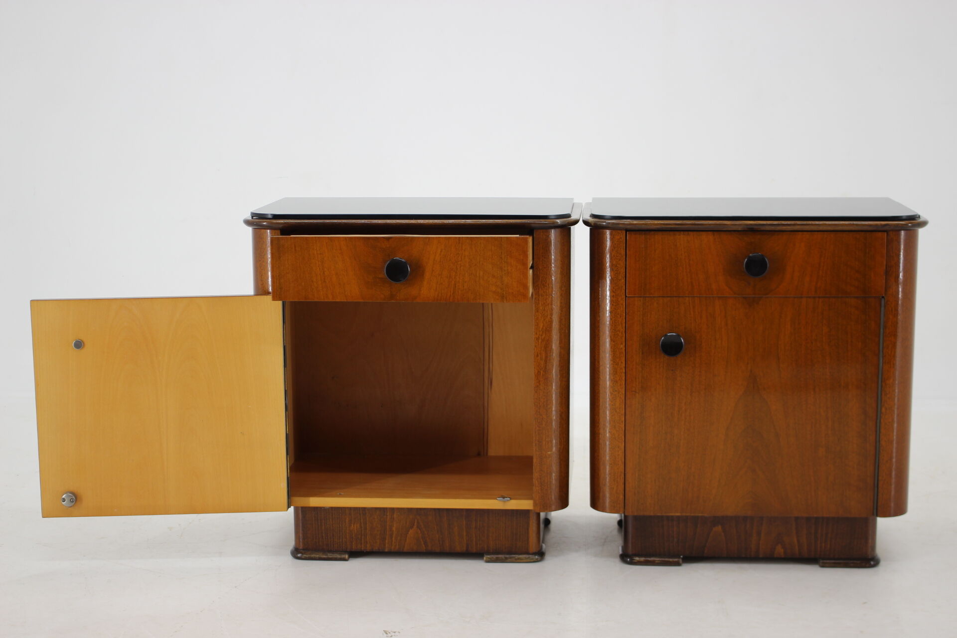 1950s pair of bedside tables, czechoslovakia