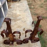 Pair of old wrought iron chenets