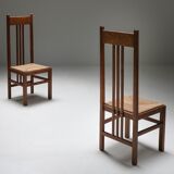 Modern Dutch high-backed chairs with 1920 cord seats