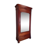 Bonnetière wardrobe in solid cherry wood Louis Philippe style with mirror