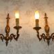 Pair Vintage French Traditional Style Bronze Mid Century Wall Lights 5345