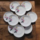 P.L. France porcelain dinner plates with roses — 1950s-60s