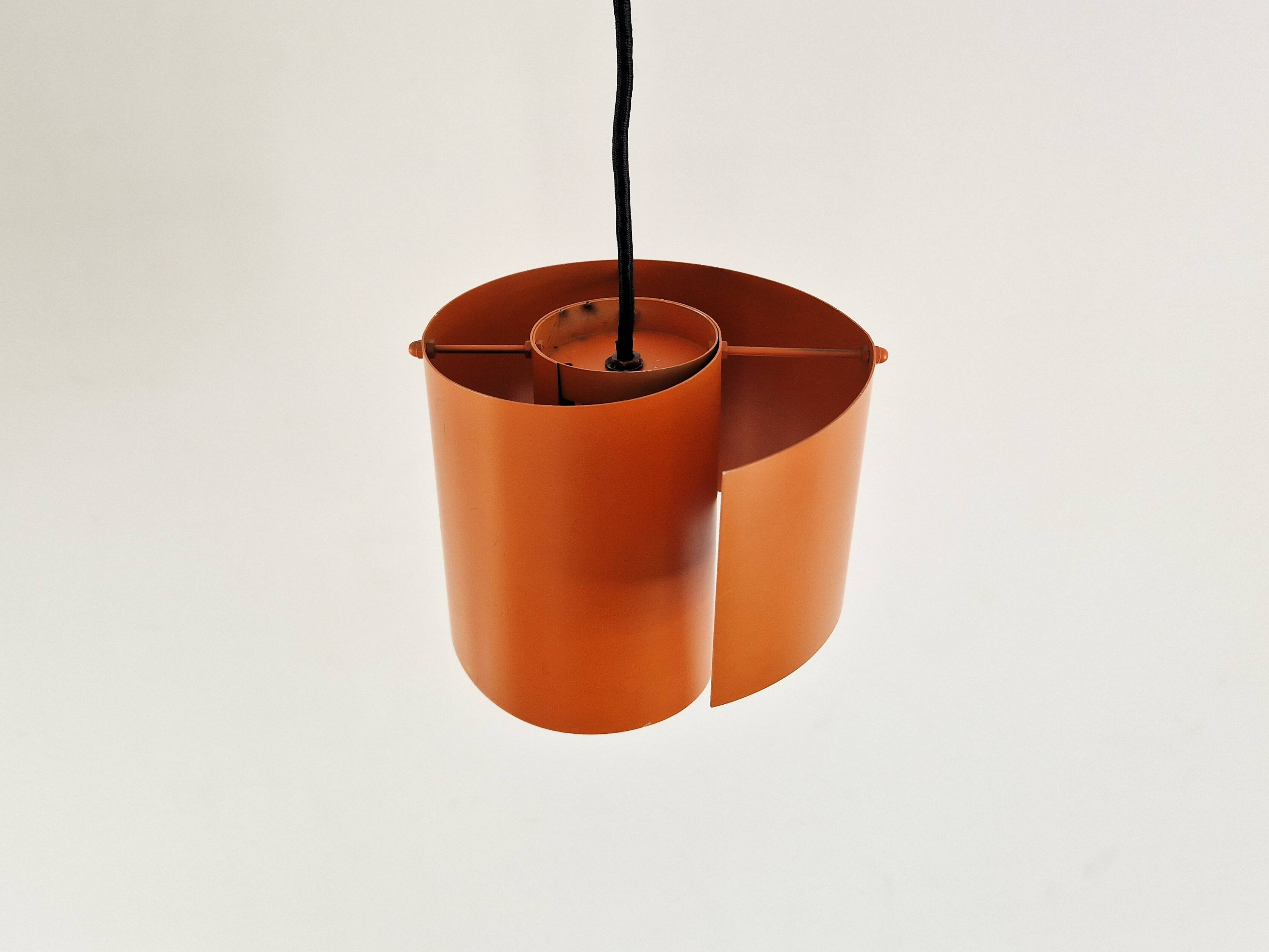 Light orange swirl shaped pendant or ceiling lamp by Simon P. Henningsen for Lyfa, Denmark 1960's