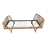 90/190 bed in vintage rattan wicker bamboo Scandinavian design handcrafted