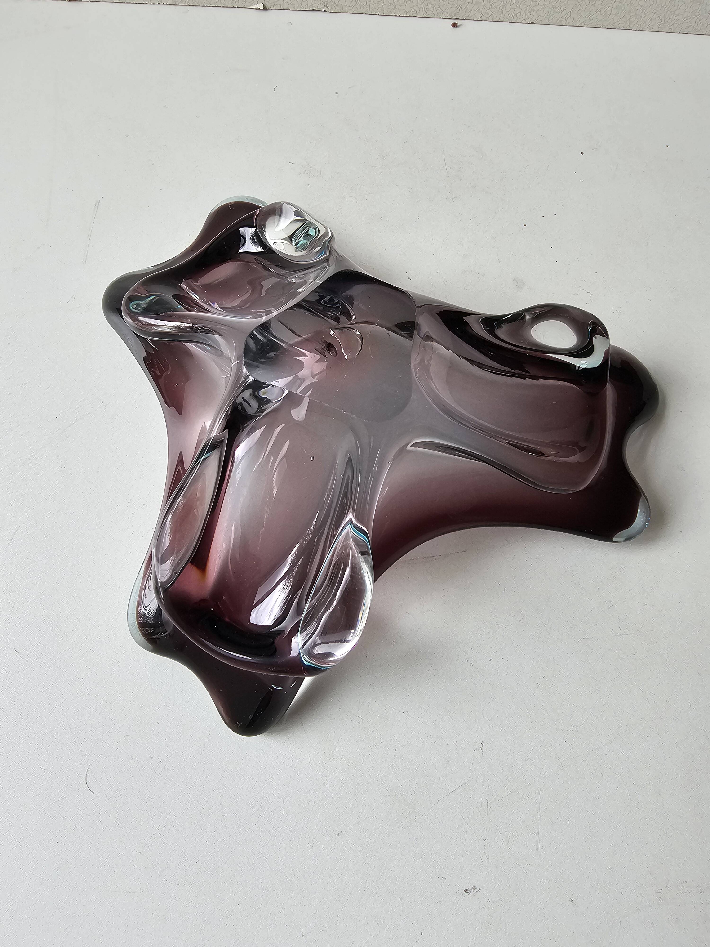 Murano glass Sommerso empty pocket purple blue transparent 24cm