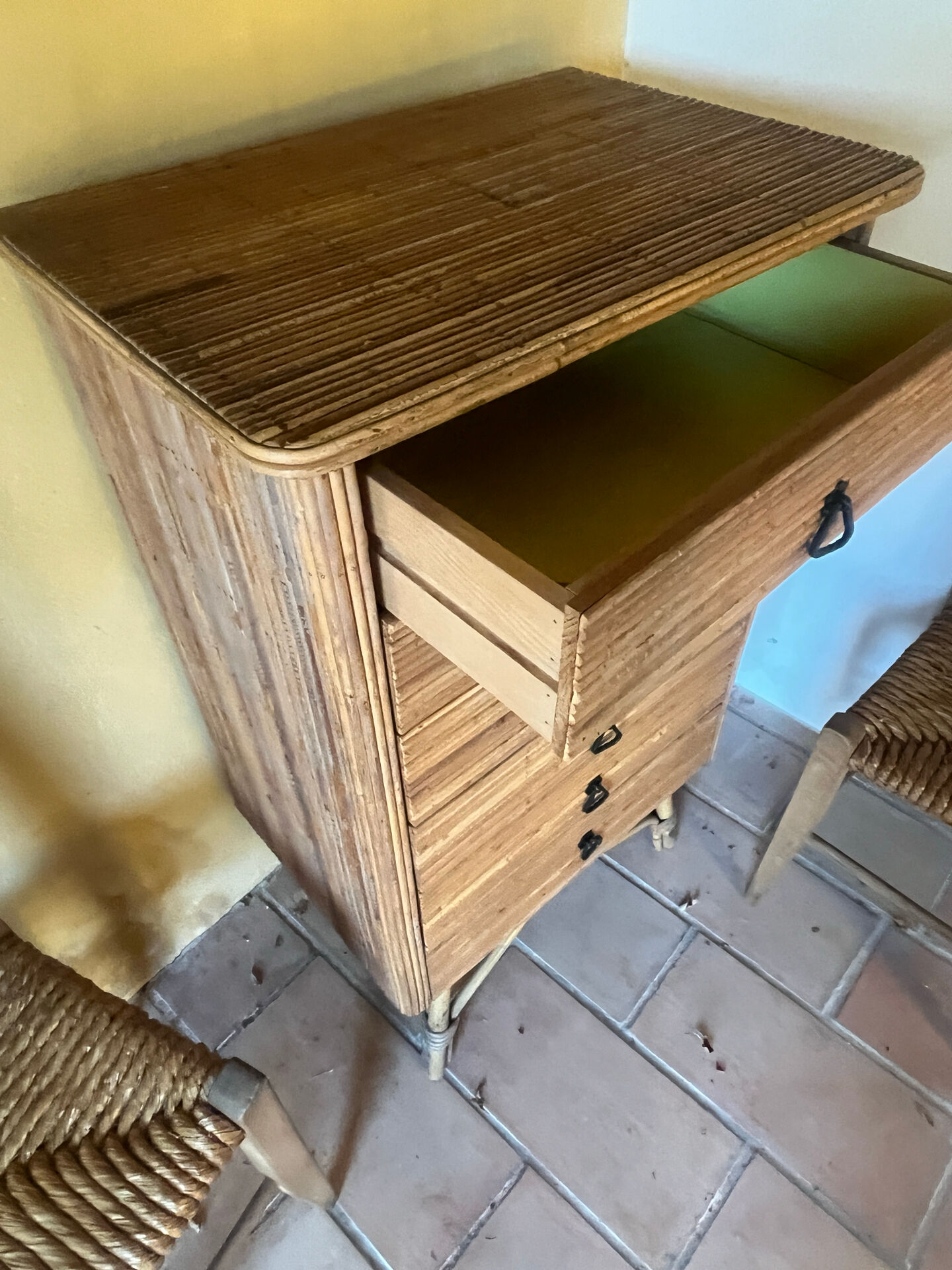 Commode en rotin, années 60