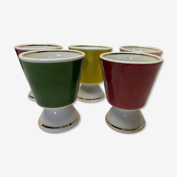 Ensemble de 5 tasses porcelaine années 50
