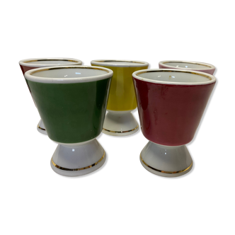 Ensemble de 5 tasses porcelaine années 50