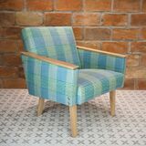 Restored Brussels Armchair – Blue Check