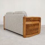 Sofa bamboo and rattan with graphic fabric