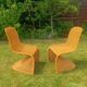 Vintage rattan chairs – cantilever design in the style of Panton – 1970s