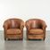 Sturdy set of vintage sheepskin club armchairs with a great appearance