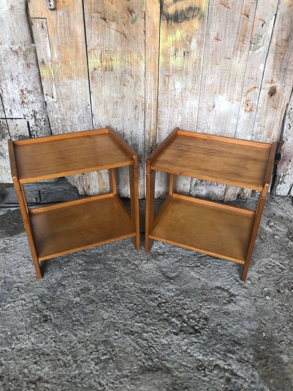 Pair of Vintage Wood Bedside Table #A320