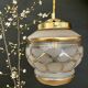 Vintage art deco globe pendant light in white and gold frosted glass