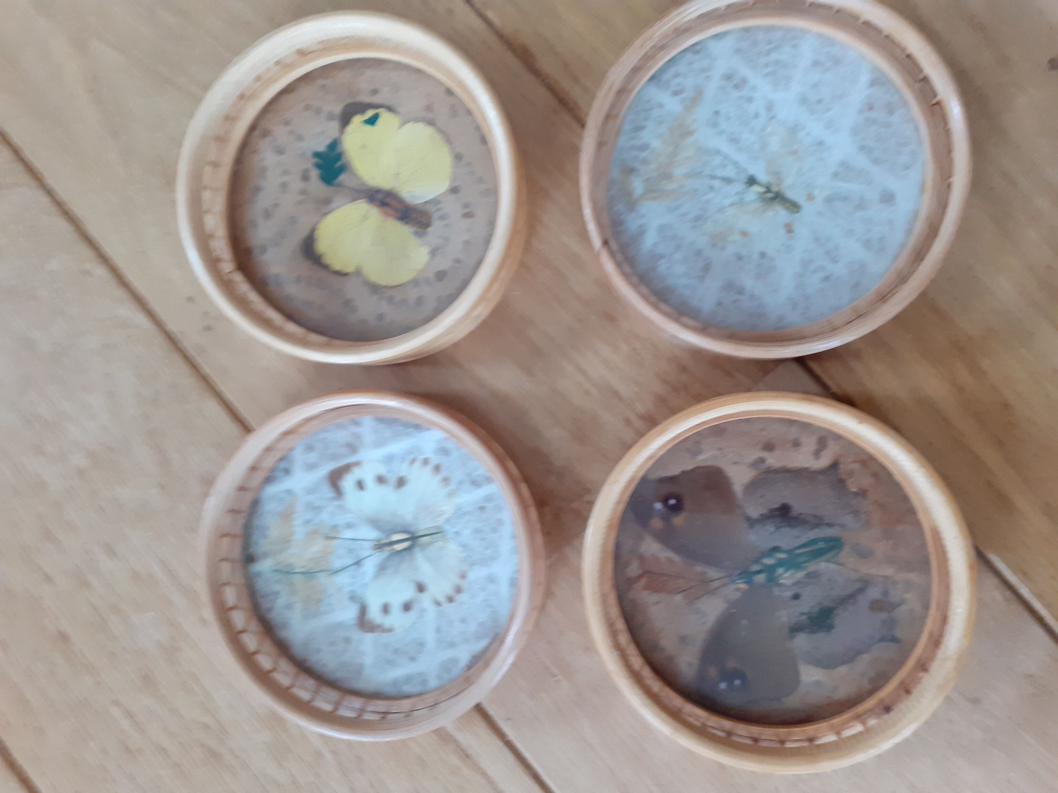 Vintage butterfly top and its 12 coasters