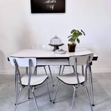 Set of table and 4 chairs in gray-white formica