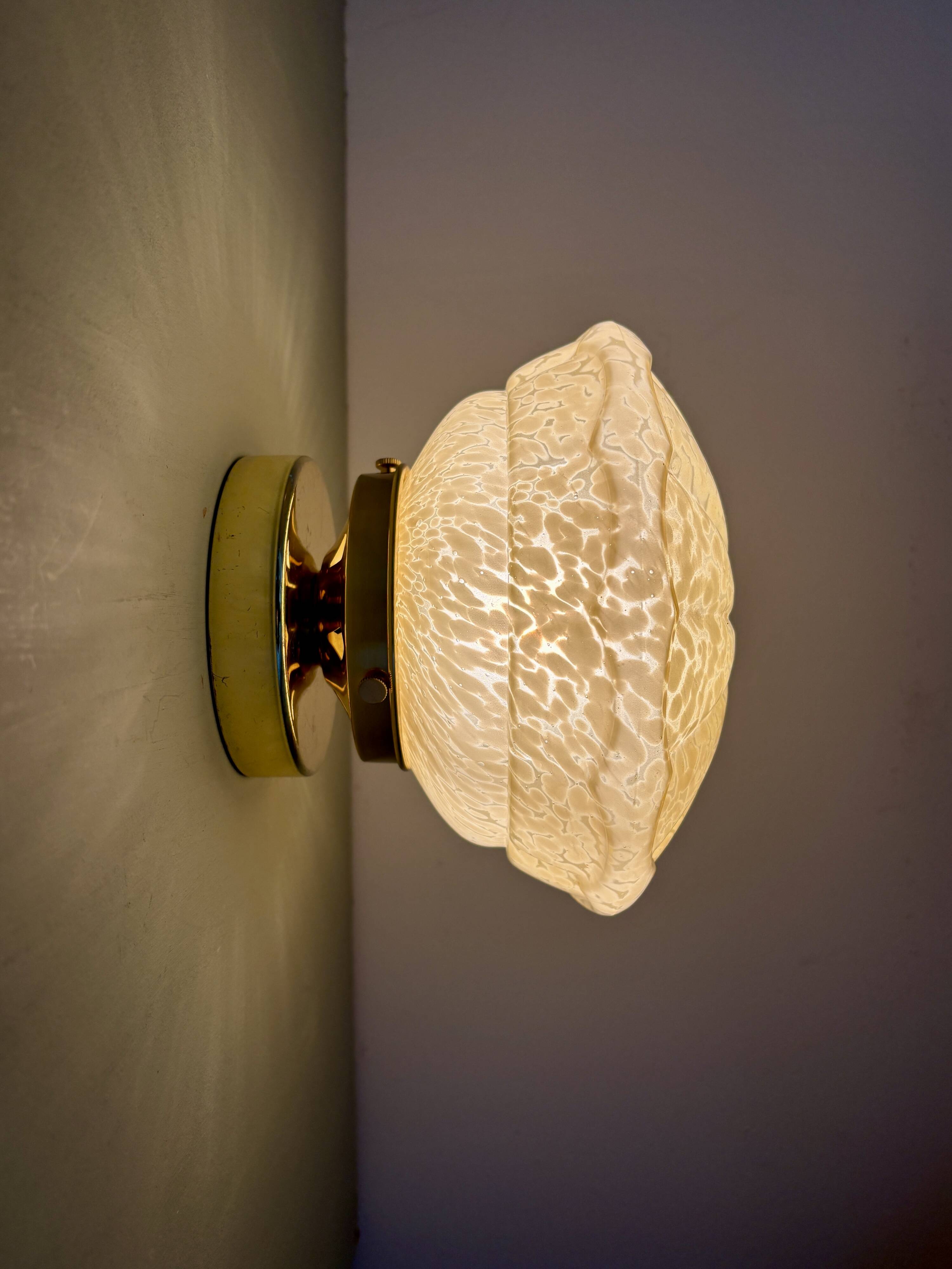 Vintage art deco globe wall or ceiling light in yellow Clichy glass