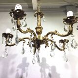 5-light chandelier in bronze and pendants