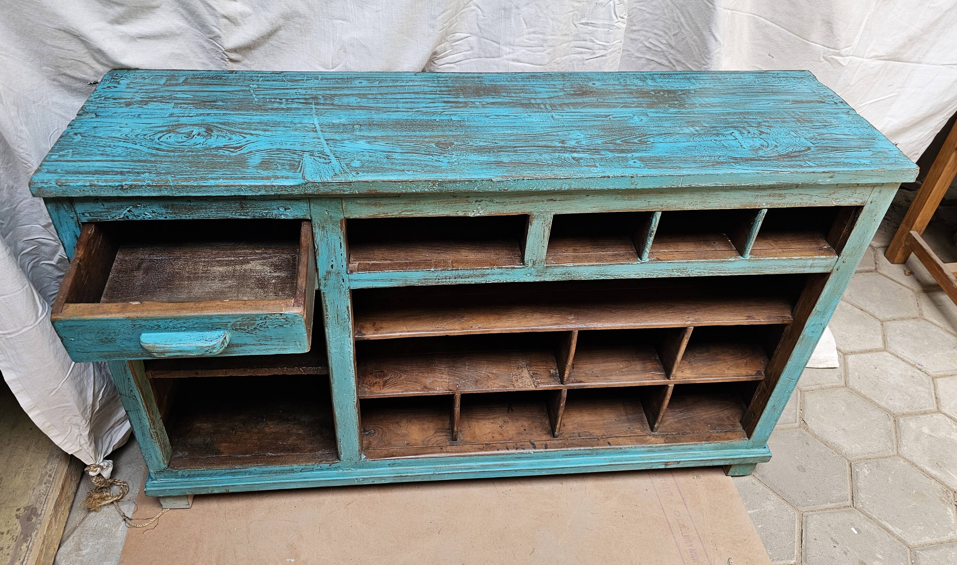 Old merchant's counter in Burmese teak.