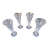 4 crystal champagne flutes in the crystalline style of Lorraine