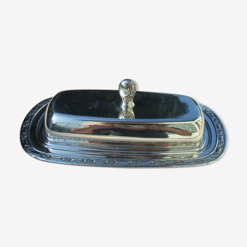 Silver metal butter dish