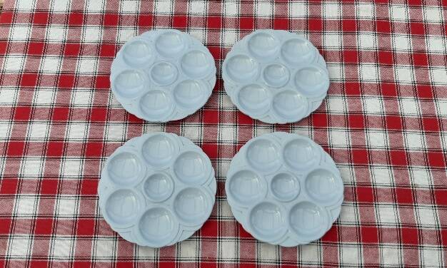 Set of 4 Sarreguemines art deco seafood plates