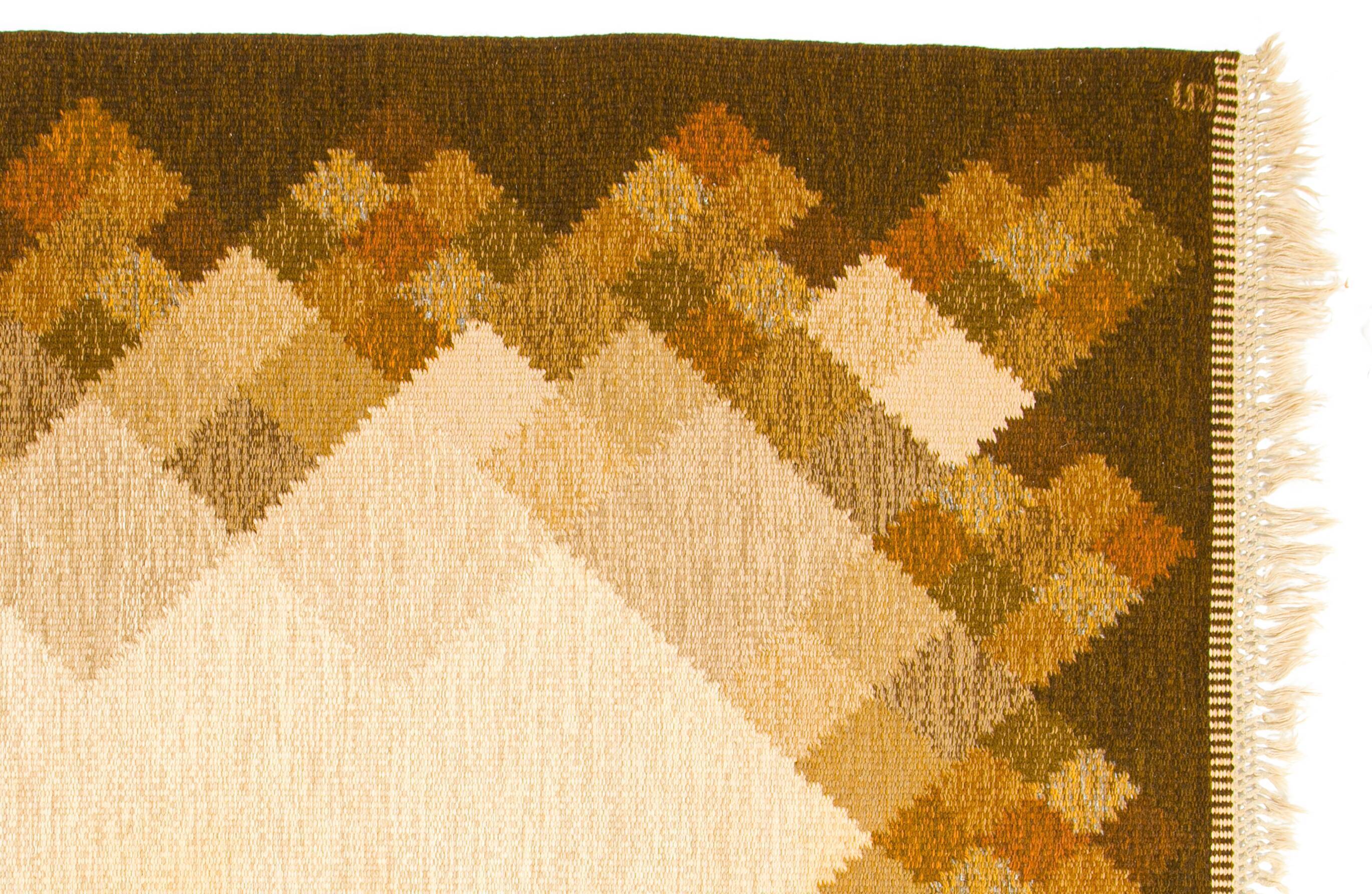 Scandinavian 20th century modern rug by Britta Swefors. 233 X 167 cm (91.73 X 65.75 in).