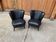 Pair of black cocktail chairs in beech and vinyl, Mid-Century style, 1950s.