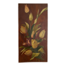Peinture bouquet de fleurs sur bois 40 X 20
